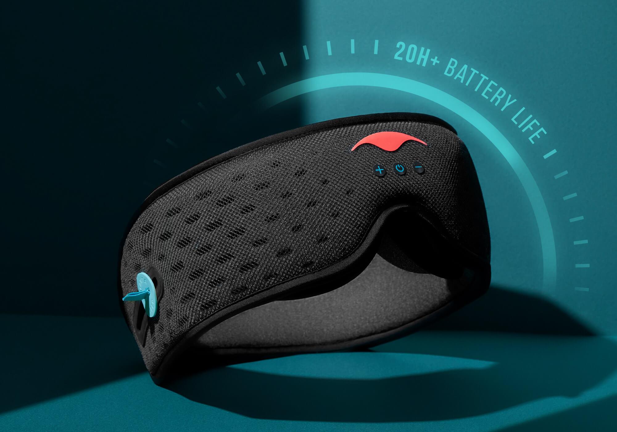 The front portion of a Bluetooth sleep mask for meditation.