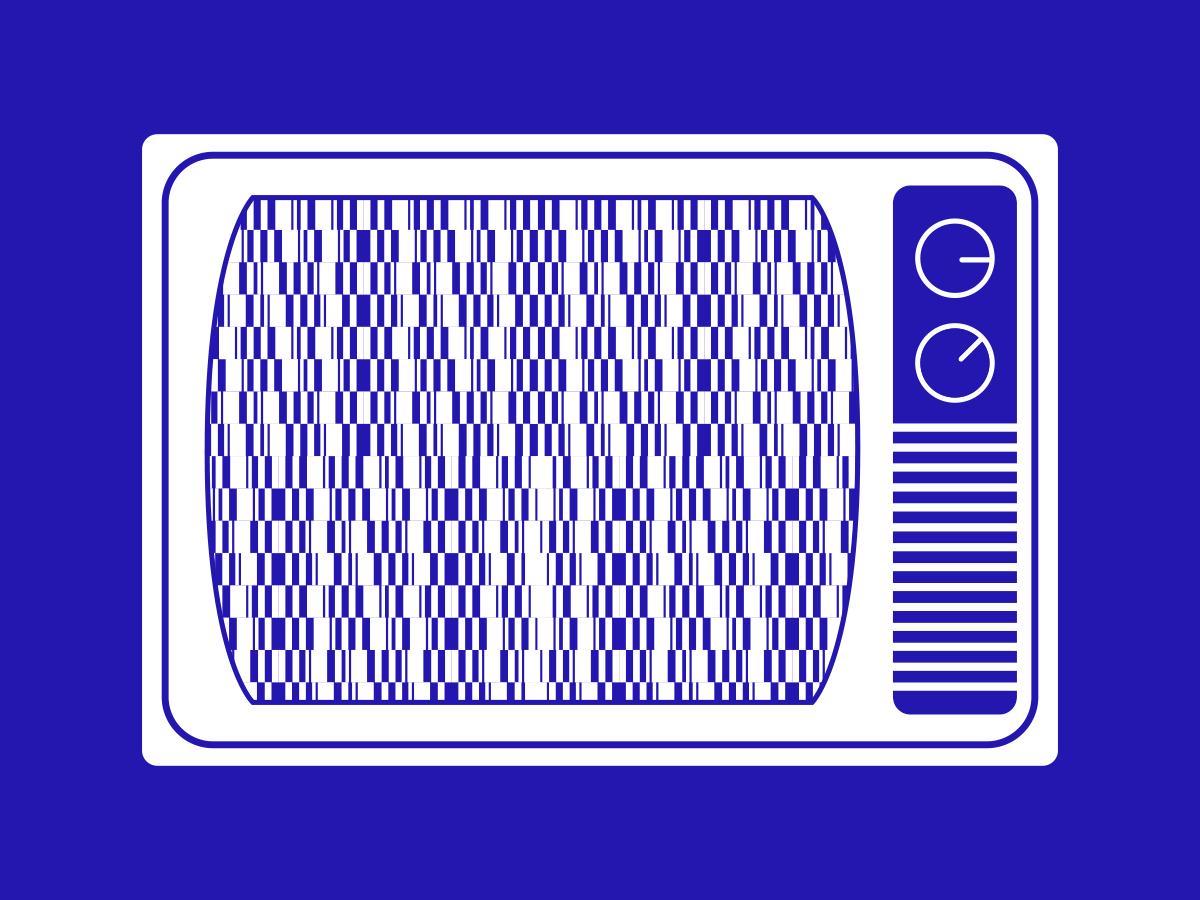 A white TV with static.