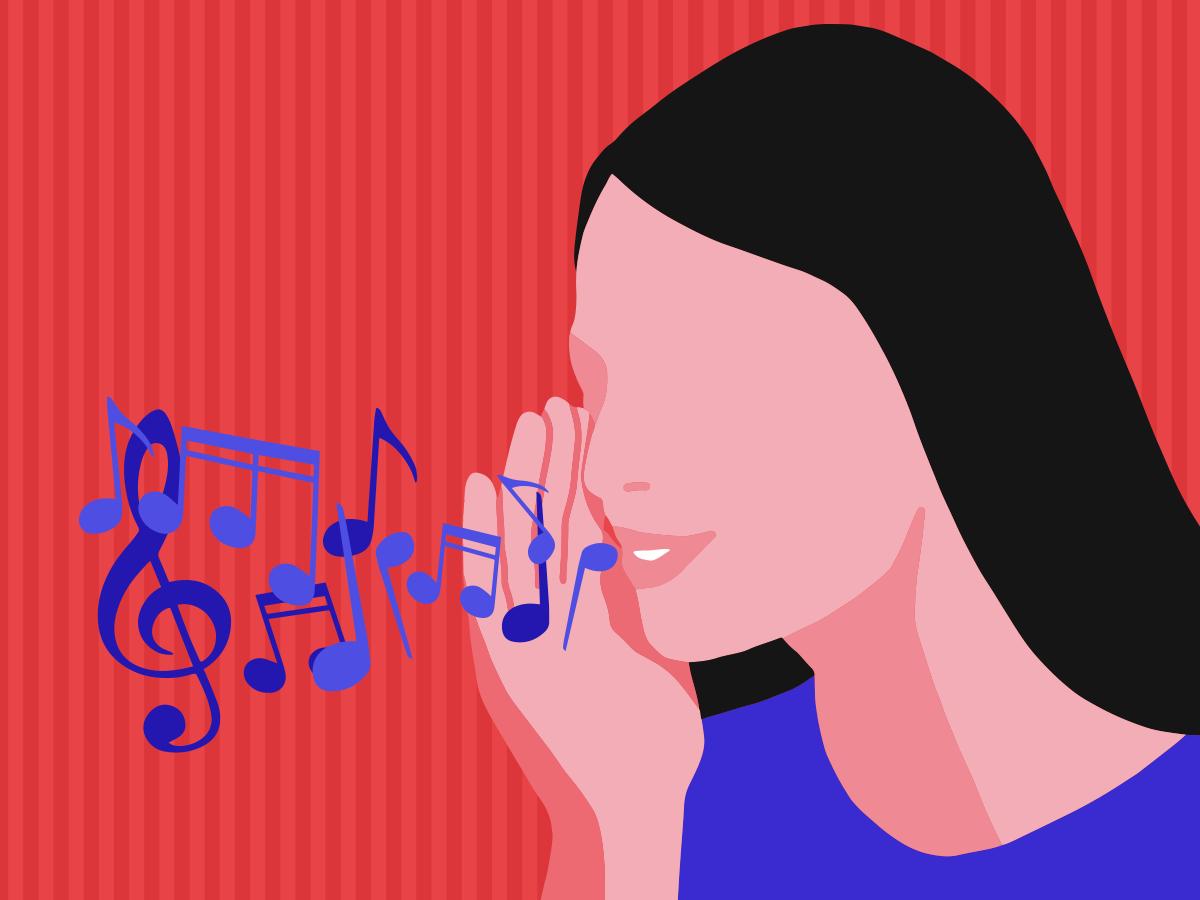 An illustration of a person whispering.