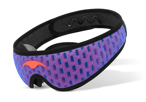 A blue mesh sleep mask for side sleepers.