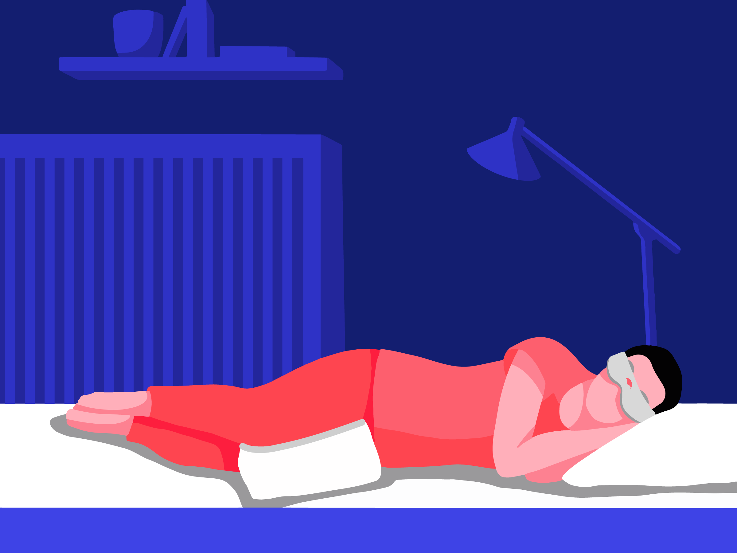 A girl sleeping on her side wearing one of the best sleep masks for side sleepers.